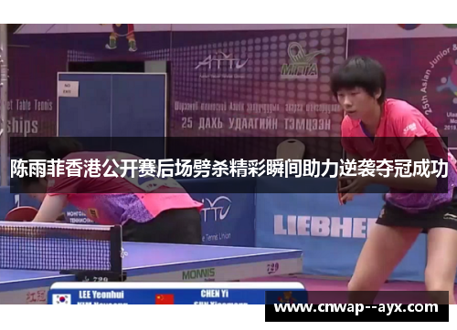 陈雨菲香港公开赛后场劈杀精彩瞬间助力逆袭夺冠成功